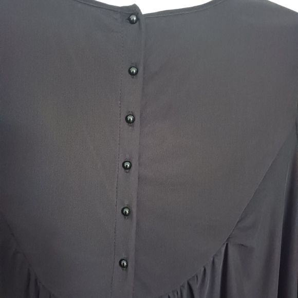 Cato • Women's Black Sheer Crochet Lace Bell Sleeve Peasant Blouse - Picture 9 of 16